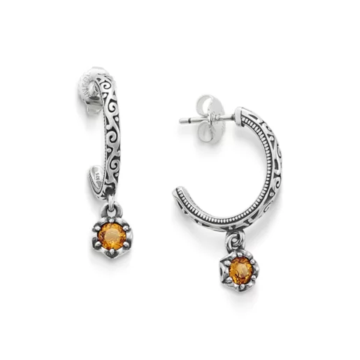 Cherished Birthstone Hoop Dangle Earrings