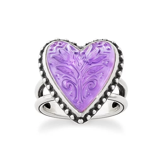 Sculpted Heart and Tulips Gemstone Ring