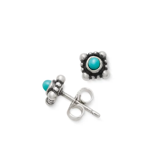 Beaded Tiny Turquoise Studs