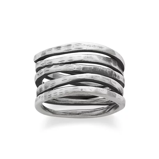 Stacked Hammered Ring