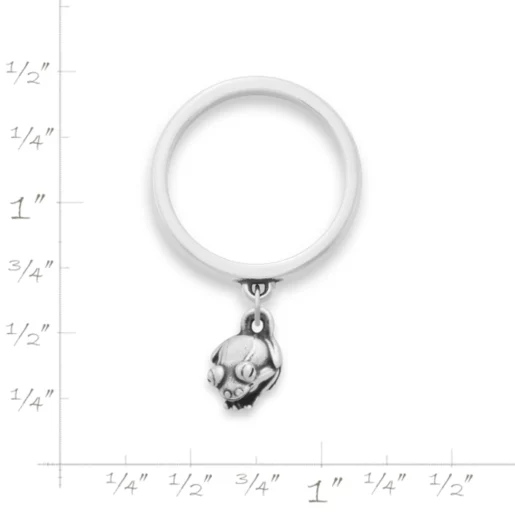 Tiny Frog Charm Dangle Ring
