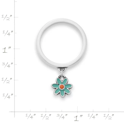 Enamel Mini Flower Charm Dangle Ring