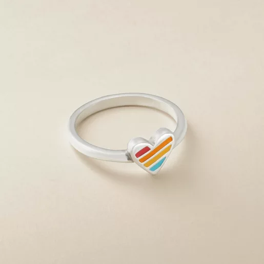 Enamel Rainbow Heart Ring