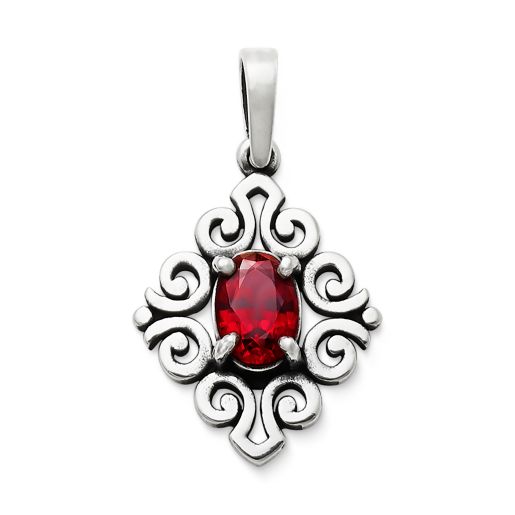 Scrolled Birthstone Pendant