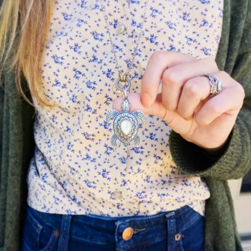 Sea Turtle Gemstone Pendant