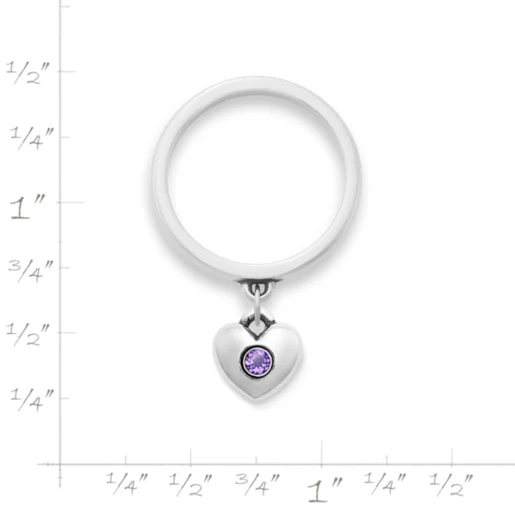 Keepsake Heart Birthstone Charm Dangle Ring