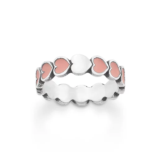 Enamel Connected Hearts Ring