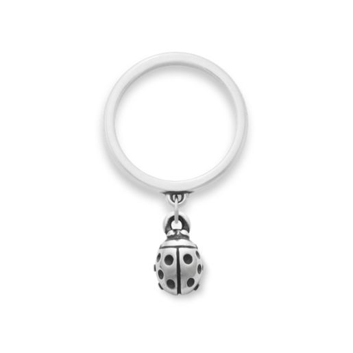 Ladybug Charm Dangle Ring