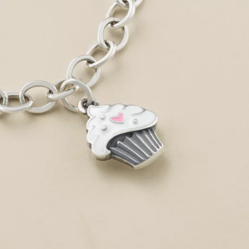 Enamel Sweetheart Cupcake Charm