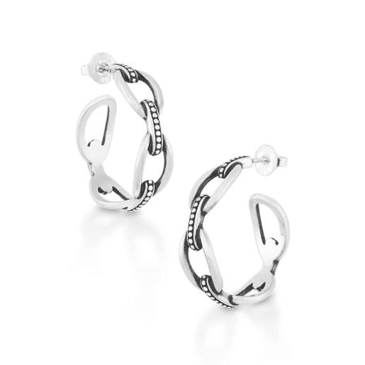 Beaded Connected Links Hoops