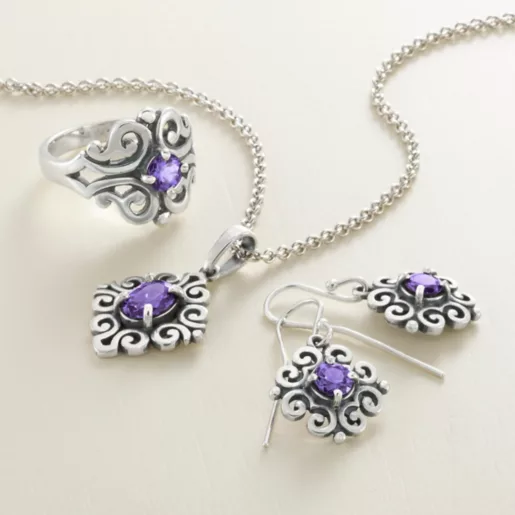 Scrolled Birthstone Pendant