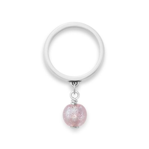 Mini Art Glass Bead Charm Dangle Ring