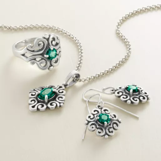 Scrolled Birthstone Pendant