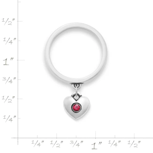 Keepsake Heart Birthstone Charm Dangle Ring