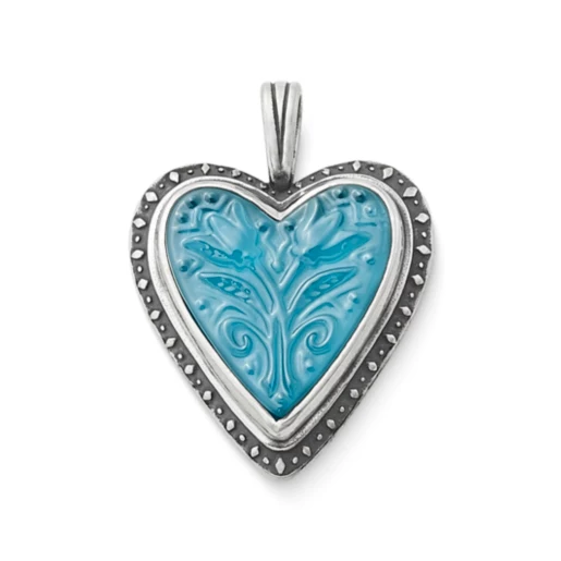 Sculpted Heart and Tulips Gemstone Pendant