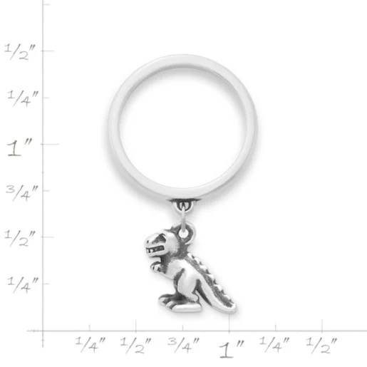 Tiny T.rex Charm Dangle Ring