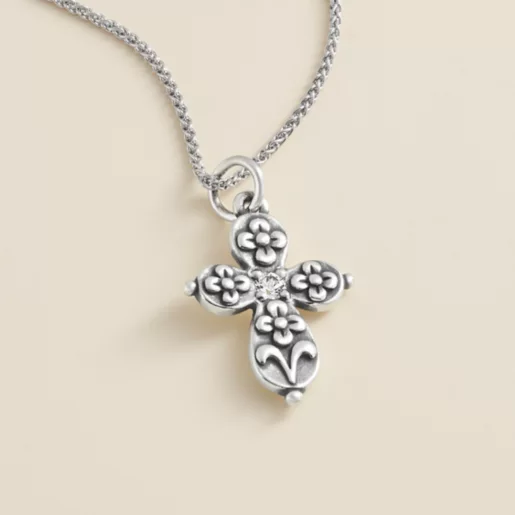 Floret Gemstone Cross Charm
