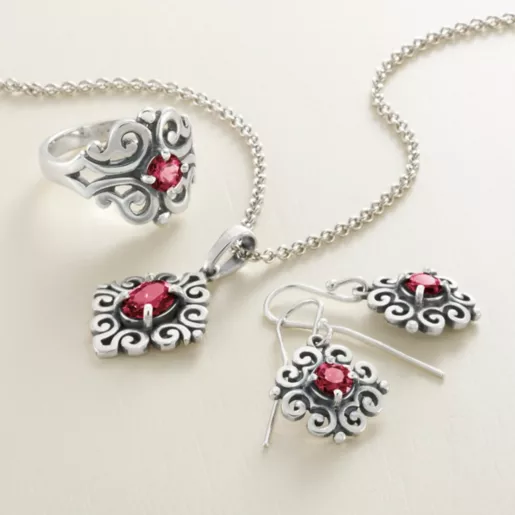 Scrolled Birthstone Pendant