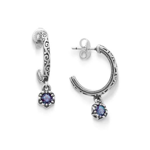 Cherished Birthstone Hoop Dangle Earrings