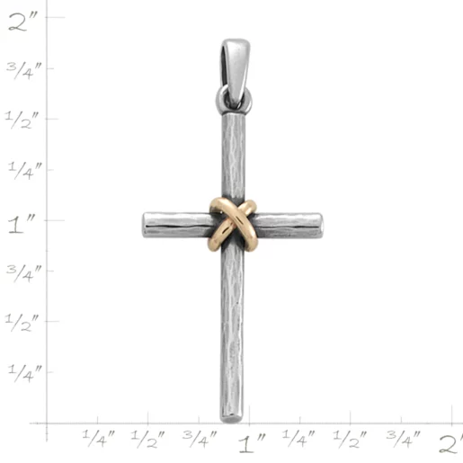 Forged Cross Pendant with Gold Wrap