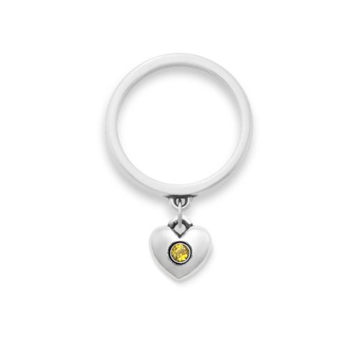 Keepsake Heart Birthstone Charm Dangle Ring