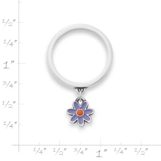 Enamel Mini Flower Charm Dangle Ring