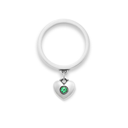 Keepsake Heart Birthstone Charm Dangle Ring