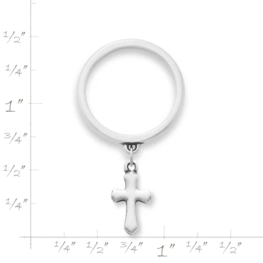 Flared Cross Charm Dangle Ring