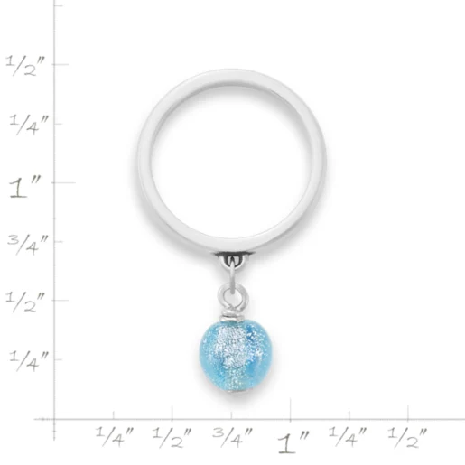 Mini Art Glass Bead Charm Dangle Ring