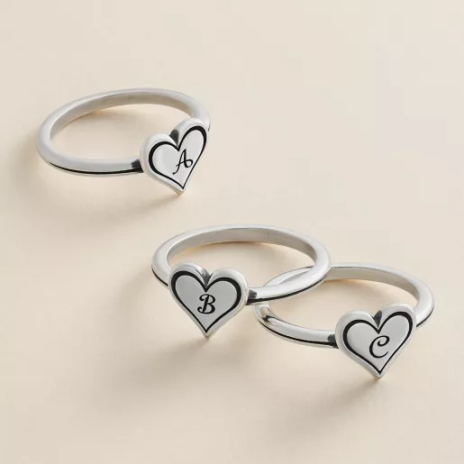 Delicate Heart Initial Ring