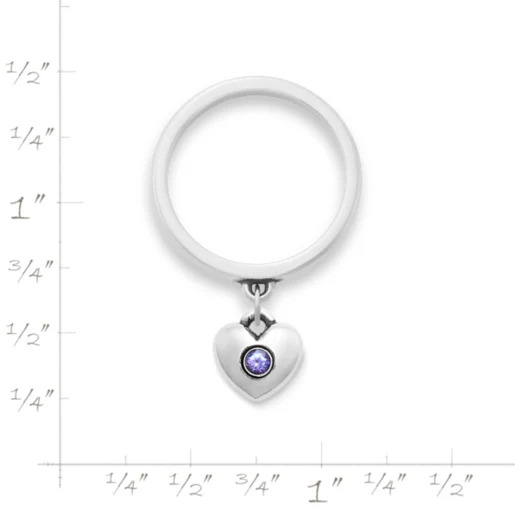 Keepsake Heart Birthstone Charm Dangle Ring