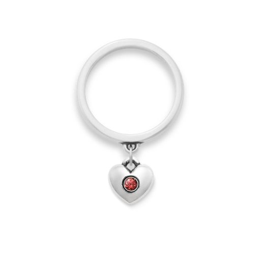 Keepsake Heart Birthstone Charm Dangle Ring