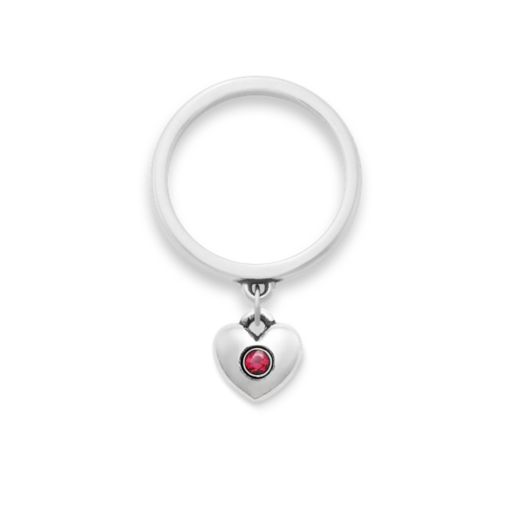 Keepsake Heart Birthstone Charm Dangle Ring