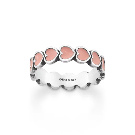 Enamel Connected Hearts Ring