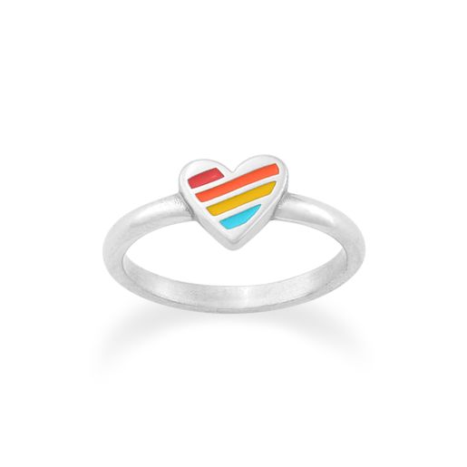 Enamel Rainbow Heart Ring