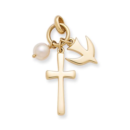 Faithful Spirit Cross Pendant with Cultured Pearl