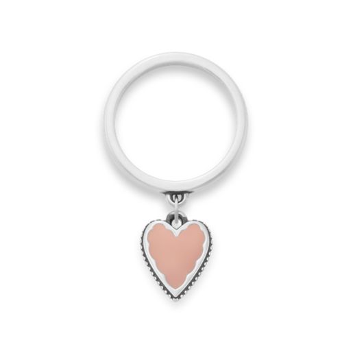 Small Enamel Heart Charm Dangle Ring