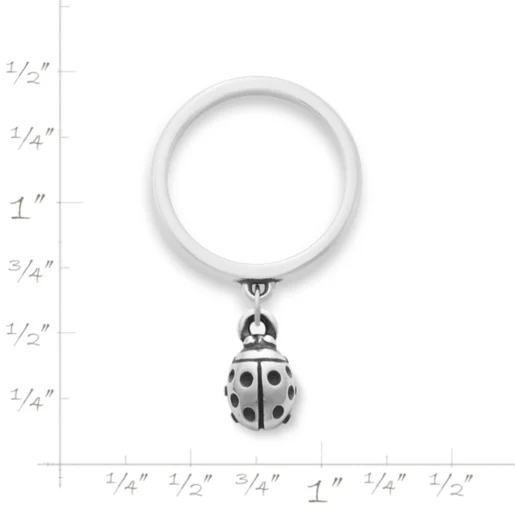 Ladybug Charm Dangle Ring