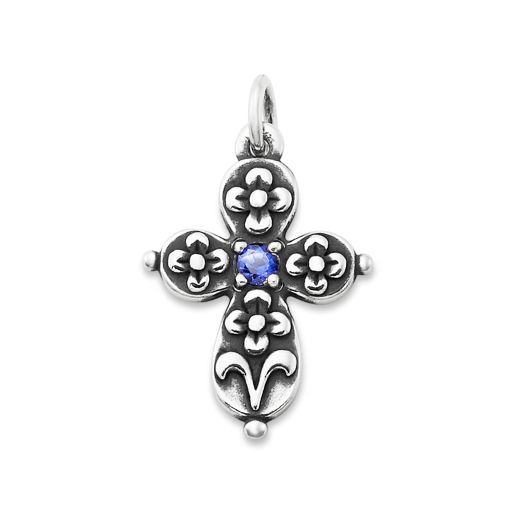 Floret Gemstone Cross Charm