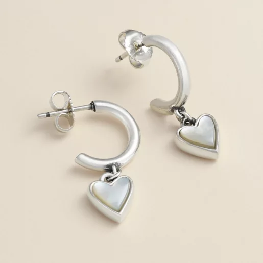 Sweetheart Gemstone Hoop Dangle Earrings