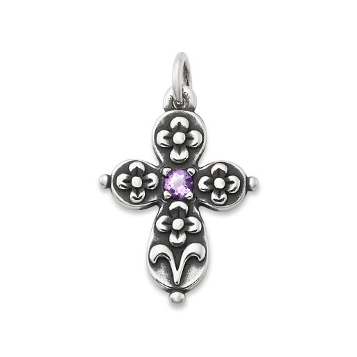 Floret Gemstone Cross Charm