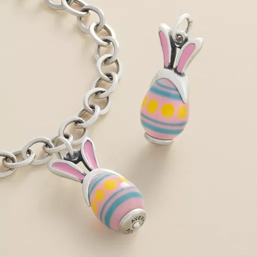 Enamel Bunny Ears Art Glass Charm