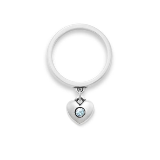 Keepsake Heart Birthstone Charm Dangle Ring