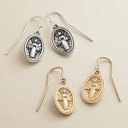 Virgin Mary Dangle Earrings