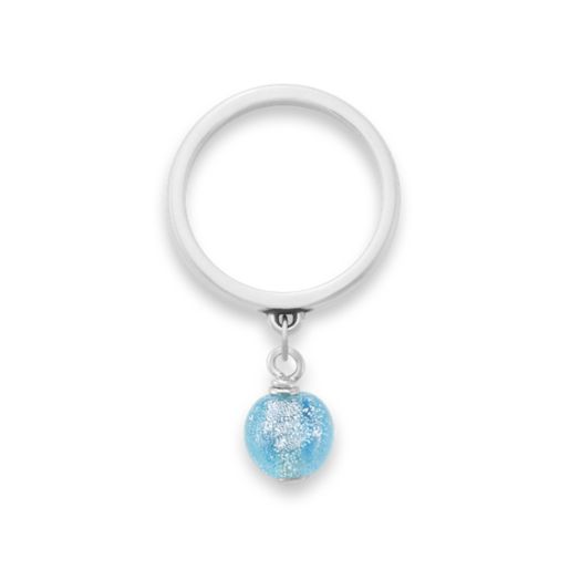 Mini Art Glass Bead Charm Dangle Ring