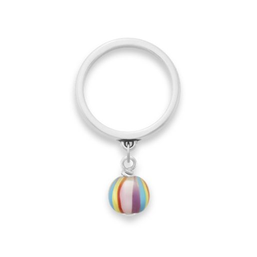 Mini Art Glass Bead Charm Dangle Ring