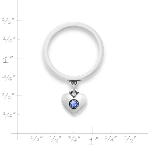 Keepsake Heart Birthstone Charm Dangle Ring