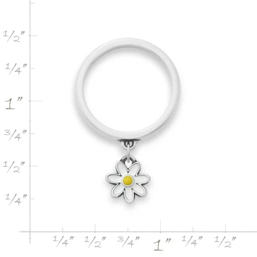 Enamel Mini Flower Charm Dangle Ring