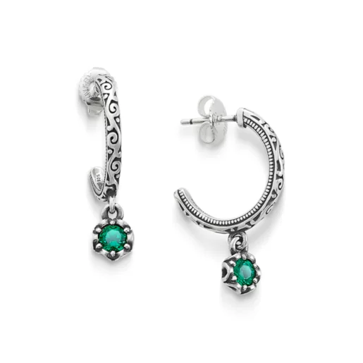 Cherished Birthstone Hoop Dangle Earrings