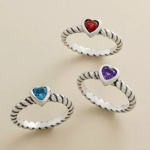 Gemstone Heart Twisted Wire Ring
